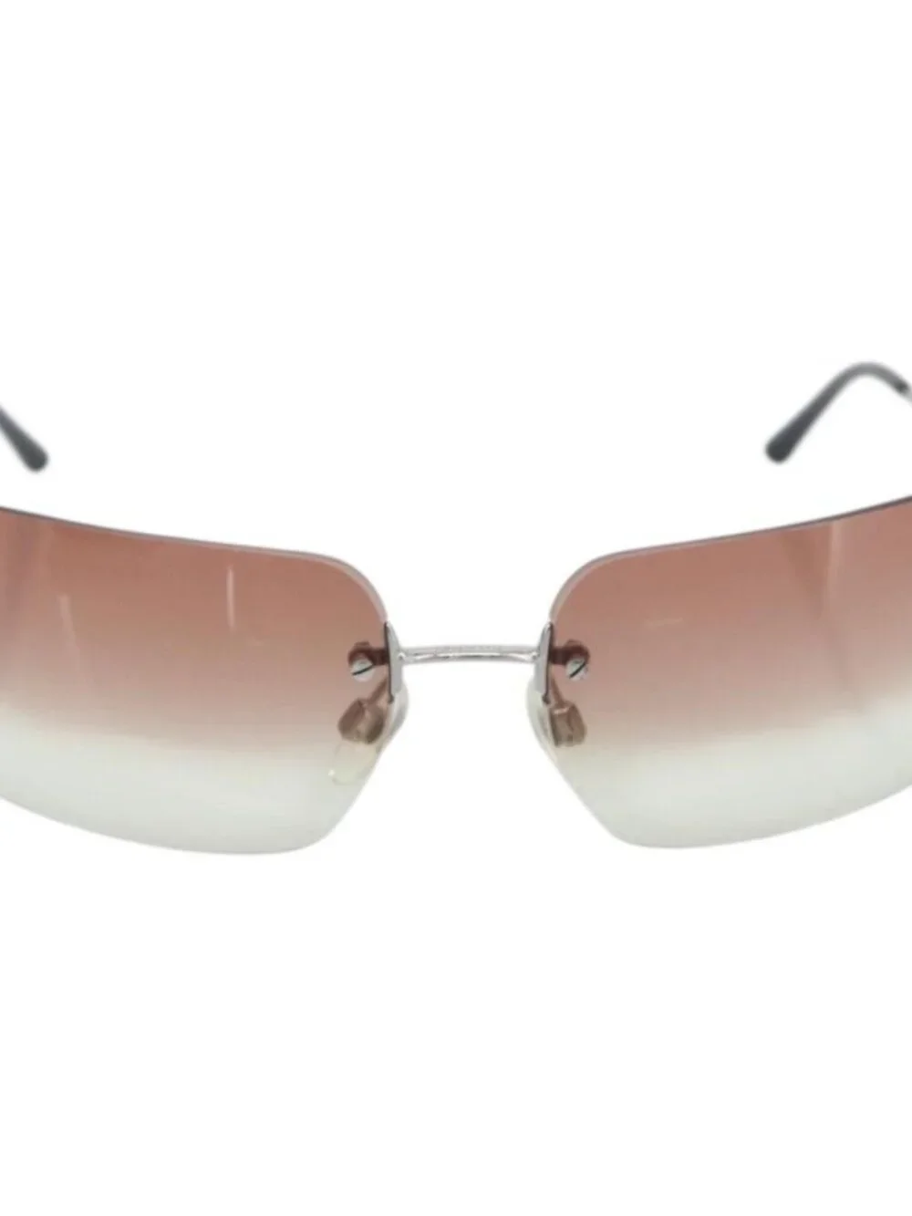 CHANEL COCO Mark Sunglasses metal Silver CC Auth 185051V